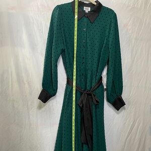 Pin up Hunter Green Vintage Dress with black satin trim